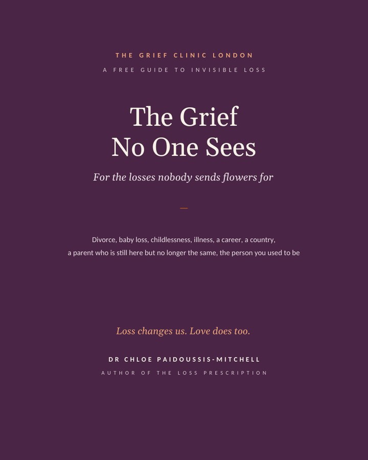 Cover of The Grief No One Sees, a free guide by Dr Chloe Paidoussis-Mitchell